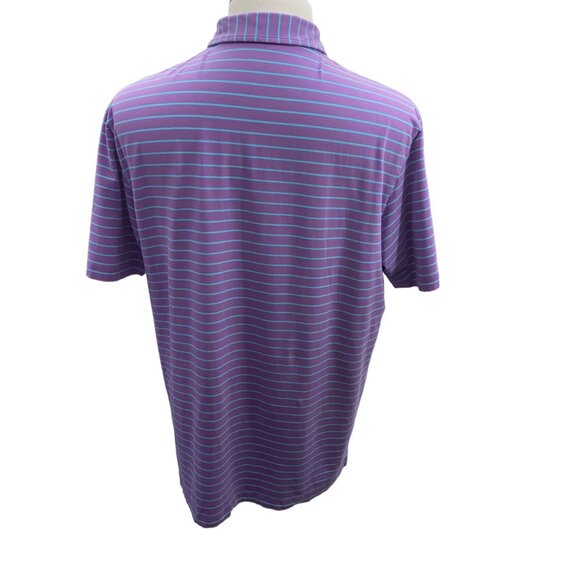 Peter Millar Seaside Wash Large Purple with Teal stripes polo - Picture 5 of 5
